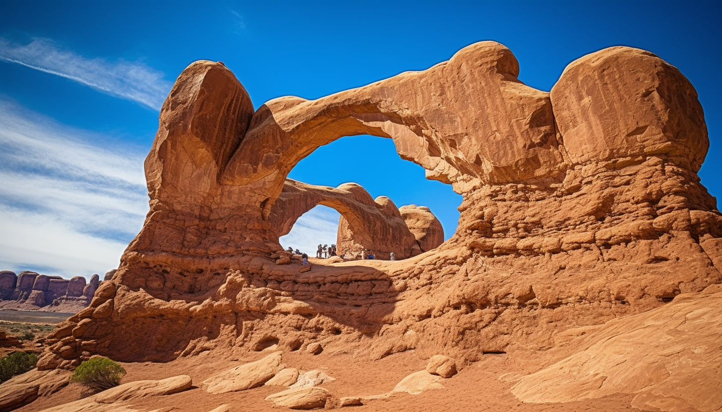 Majestic sandstone arches shaped by wind and water over time.