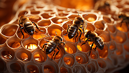 The intricate architecture of a beehive, seen up close.