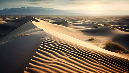 Sand dunes sculpted by wind, showcasing the beauty of desert landscapes.