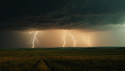 Weather phenomena like lightning storms, tornadoes, or dense fog, displaying the power of nature.