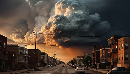 Dramatic cloud formations building up before a storm.