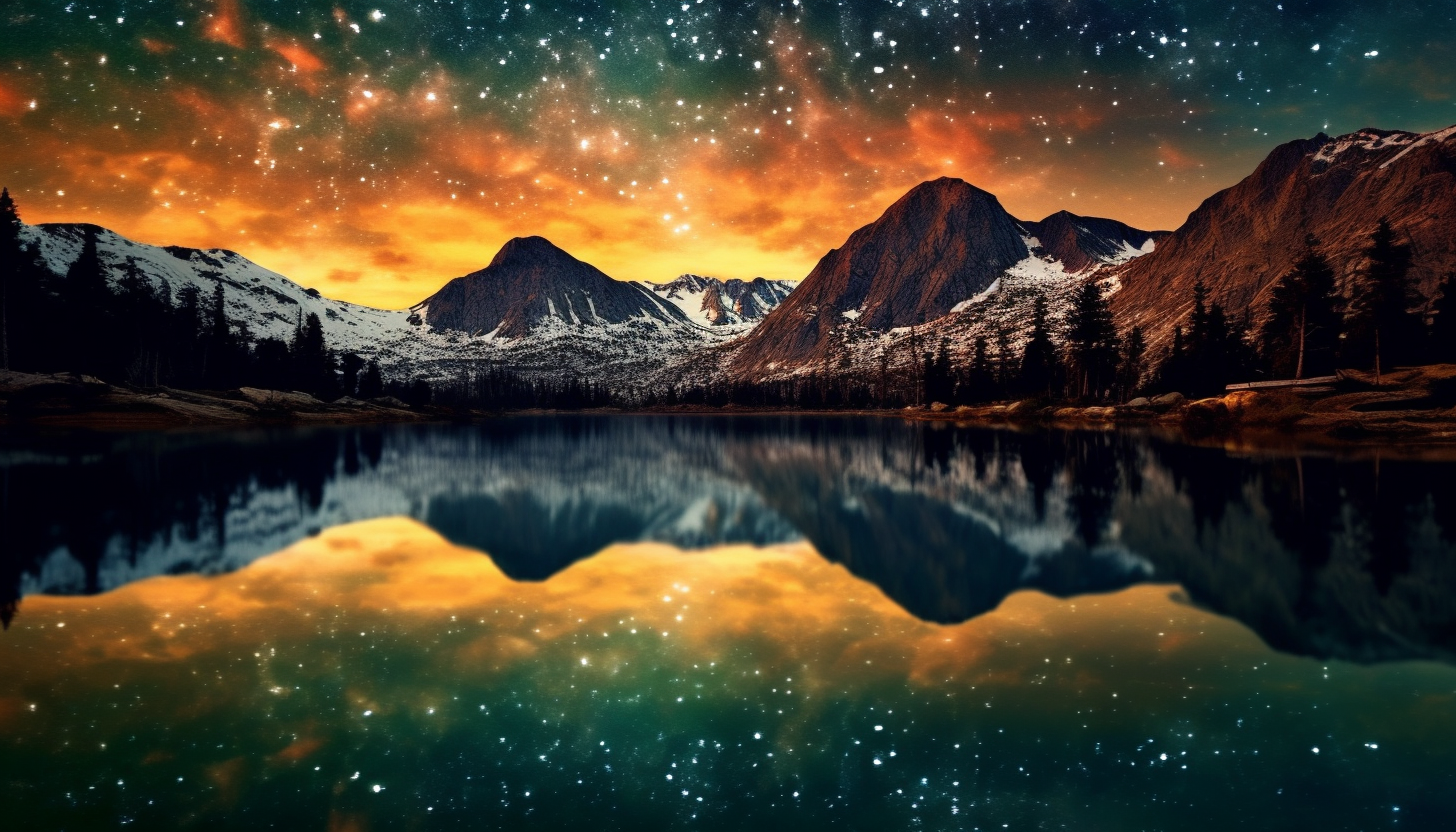 The reflection of the Milky Way on a still mountain lake.