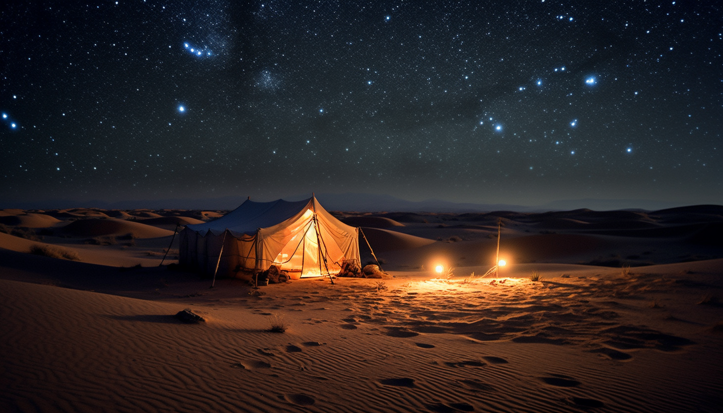 Stars illuminating a tranquil night in the desert.