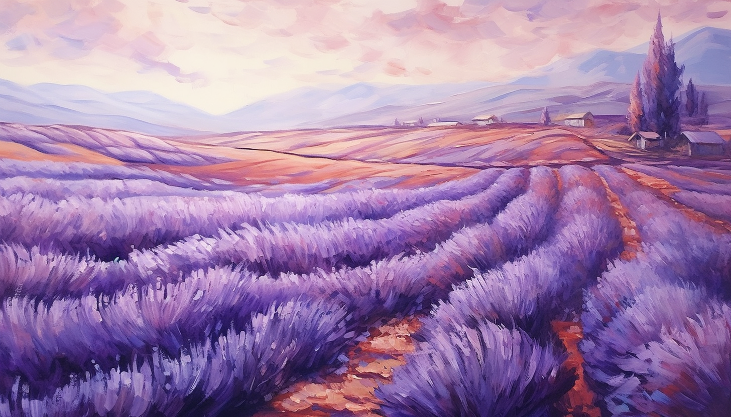 Fields of lavender swaying gently in the breeze.