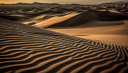 Sand dunes shaped by wind, creating mesmerizing patterns and textures.