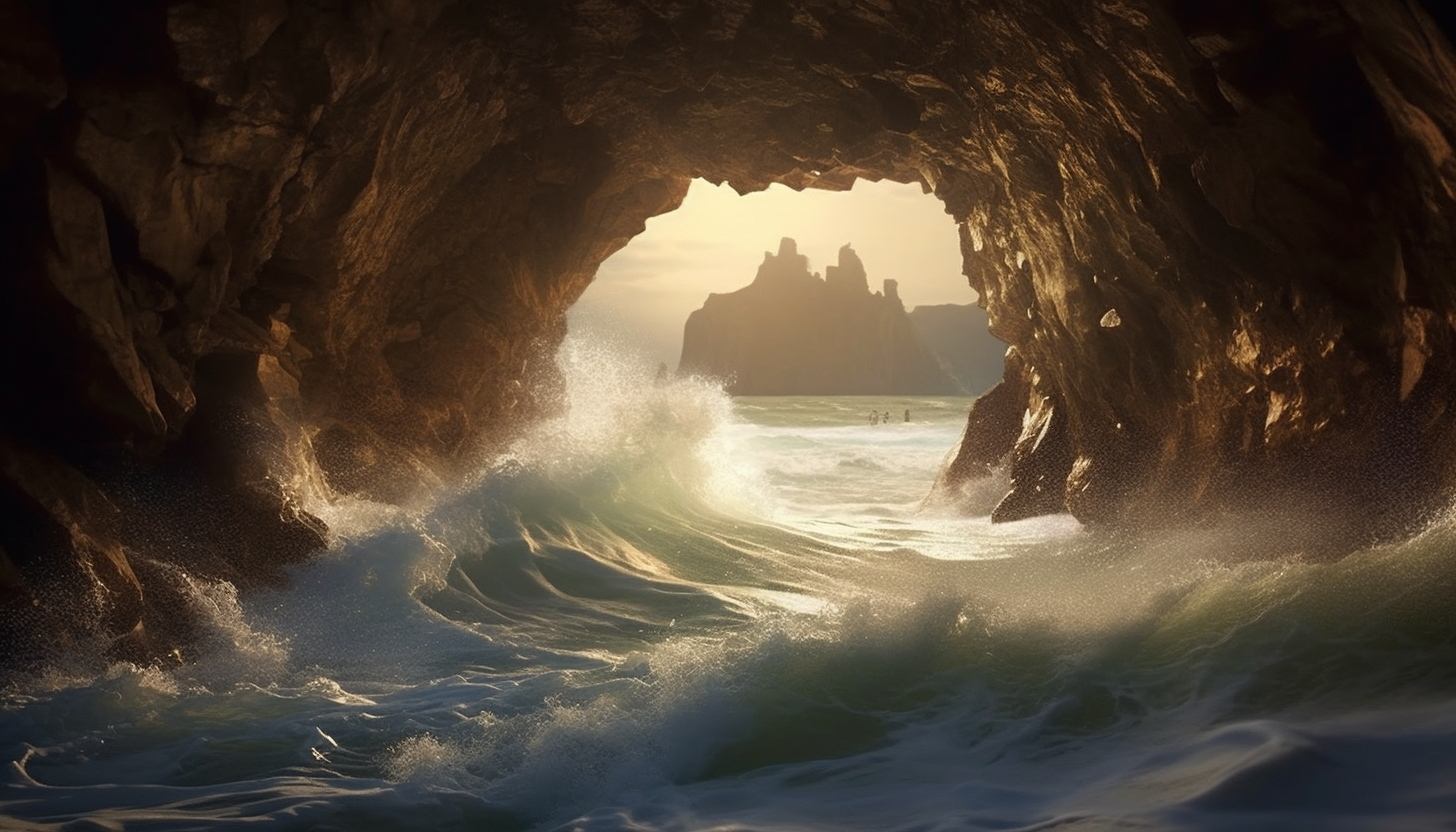 An intriguing sea cave carved by waves over millennia.