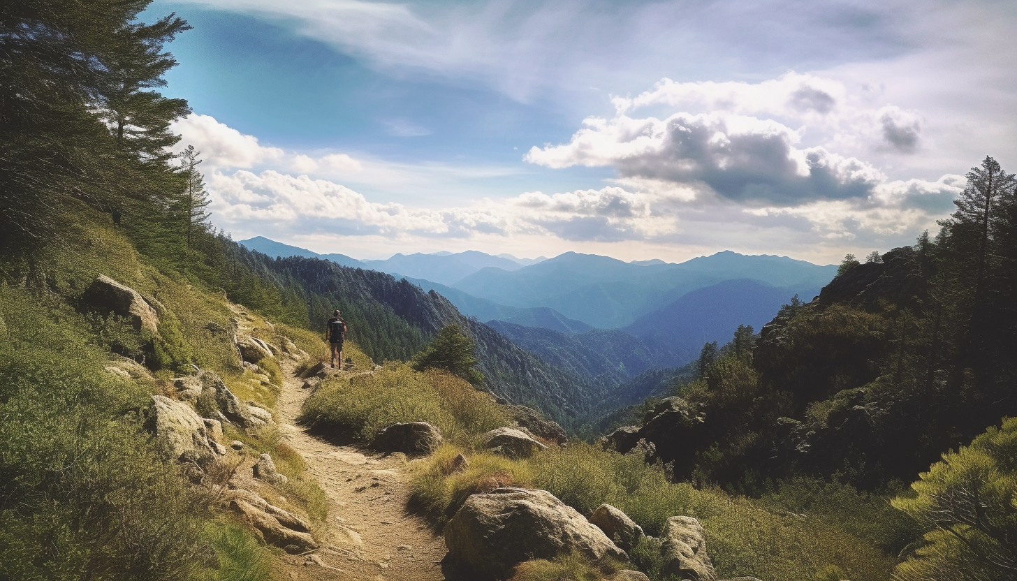 Breathtaking views from a mountainous hiking trail.