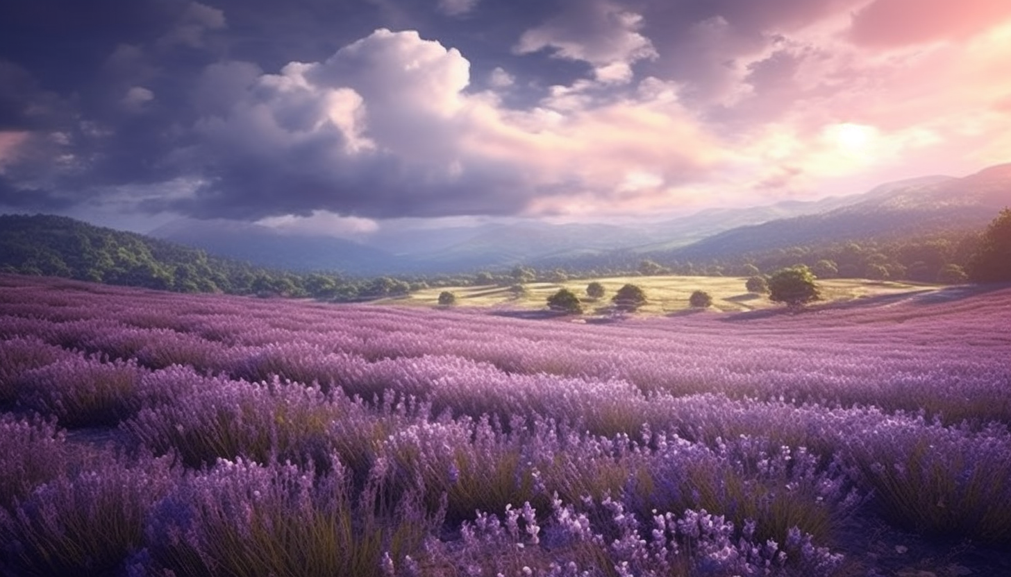 Fields of lavender swaying gently in the breeze.