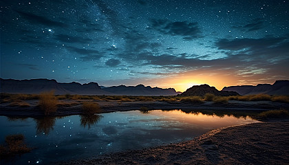 Stars illuminating a tranquil night in the desert.