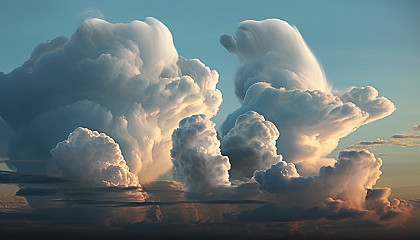 Whimsical cloud formations creating imaginative shapes in the sky.