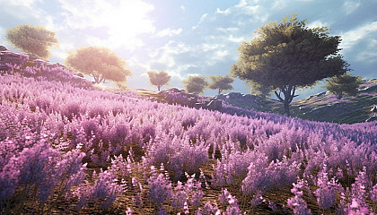 A field of lavender swaying gently in the breeze.