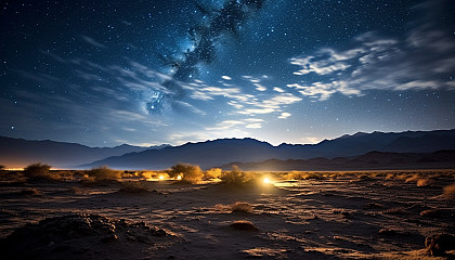 Stars illuminating a tranquil night in the desert.