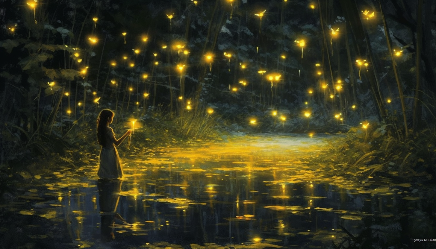 The flickering dance of fireflies in a mid-summer's night.