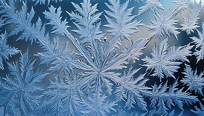 A delicate frost pattern on a window in winter.
