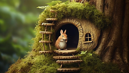 A tree hollow serving as a cozy home for woodland creatures.