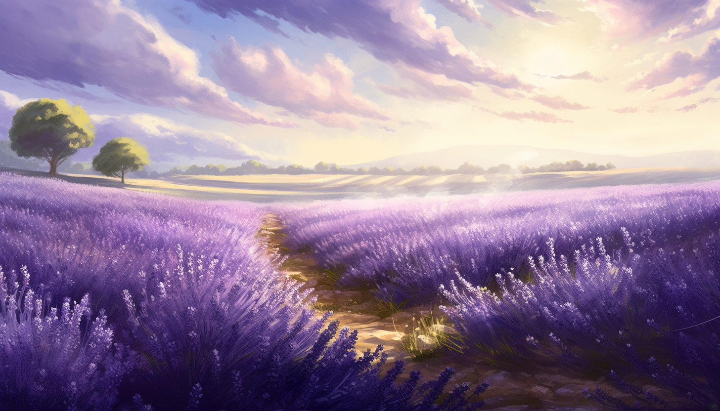 Fields of lavender swaying gently in the breeze.