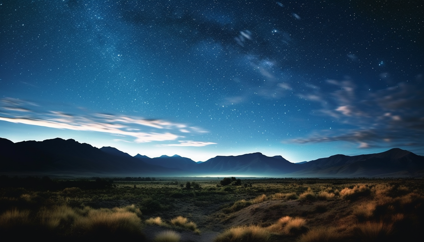 Star-studded night skies over remote, untouched wilderness.