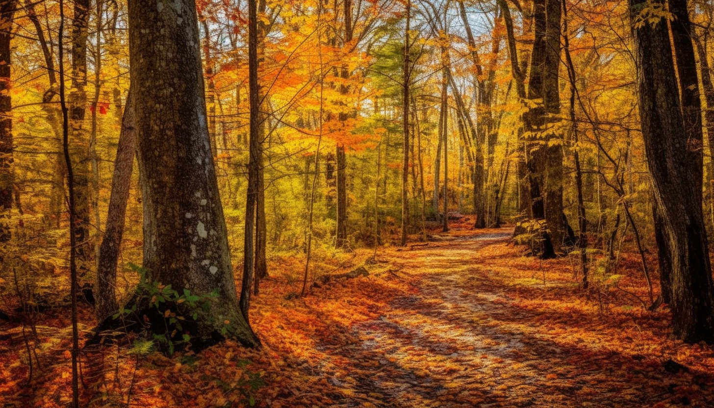 Dazzling display of fall colors in a secluded forest.