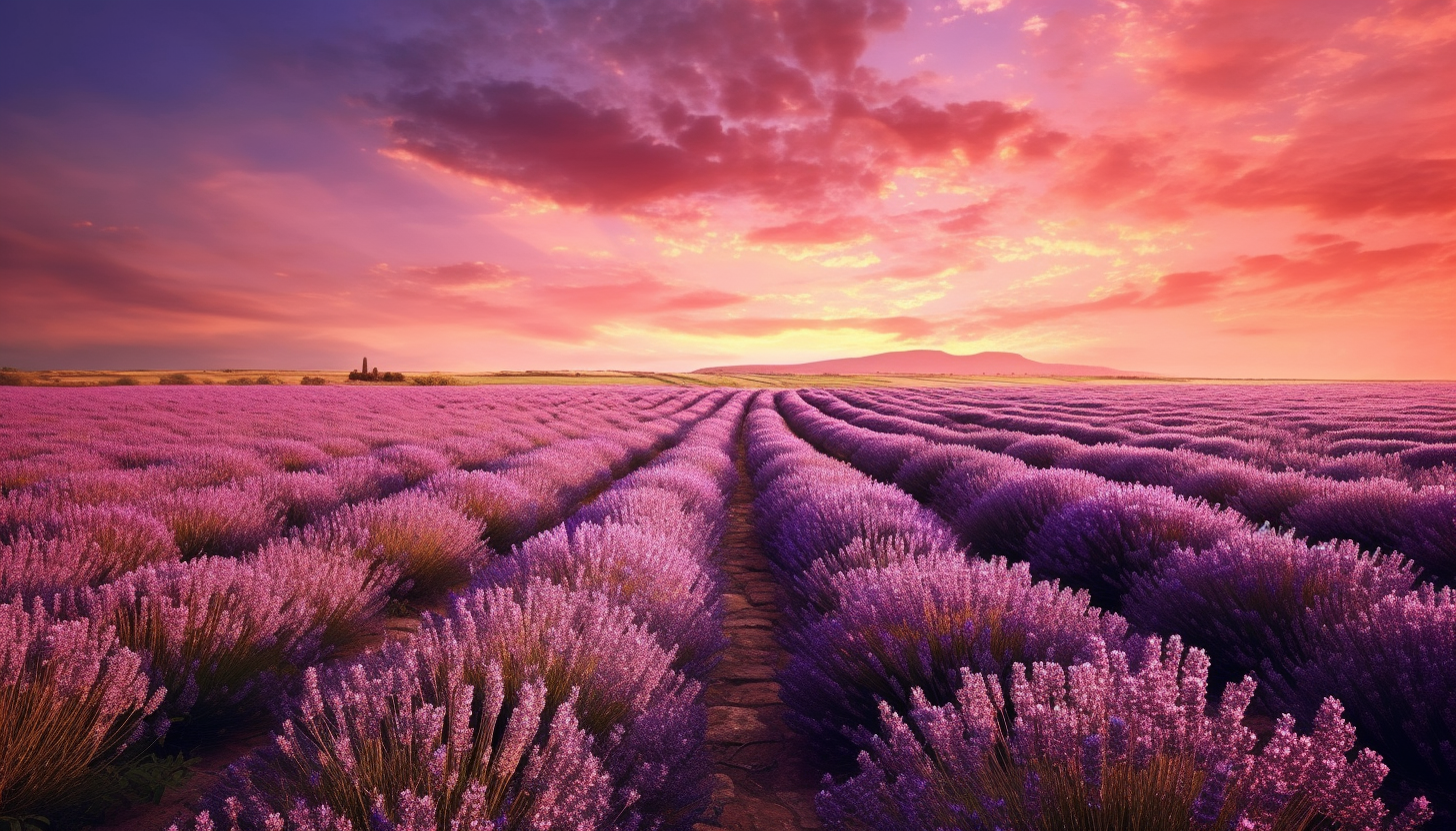 Vibrant fields of lavender stretching out to the horizon.