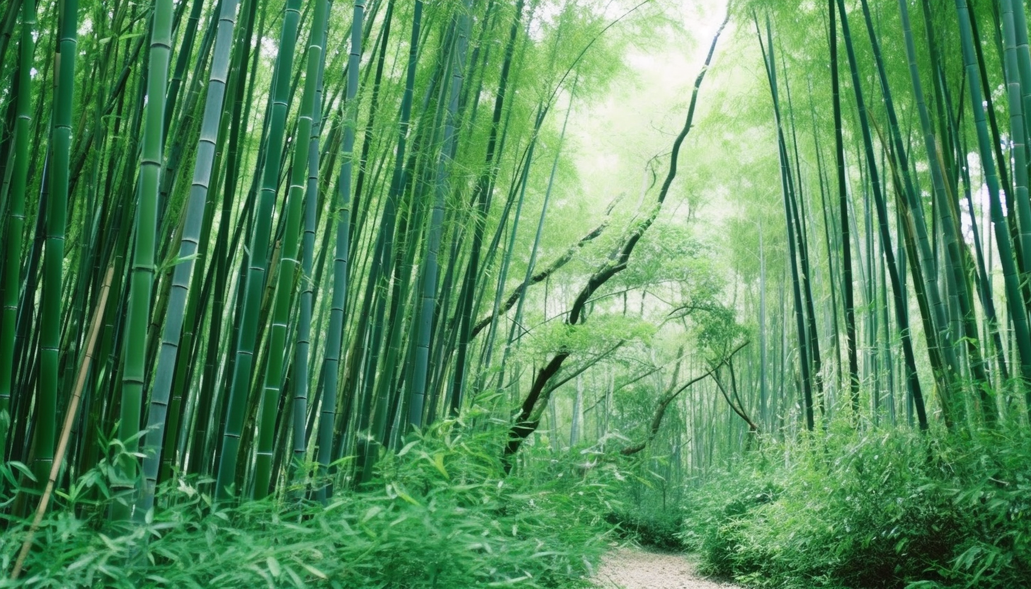 A dense bamboo forest swaying in the breeze.