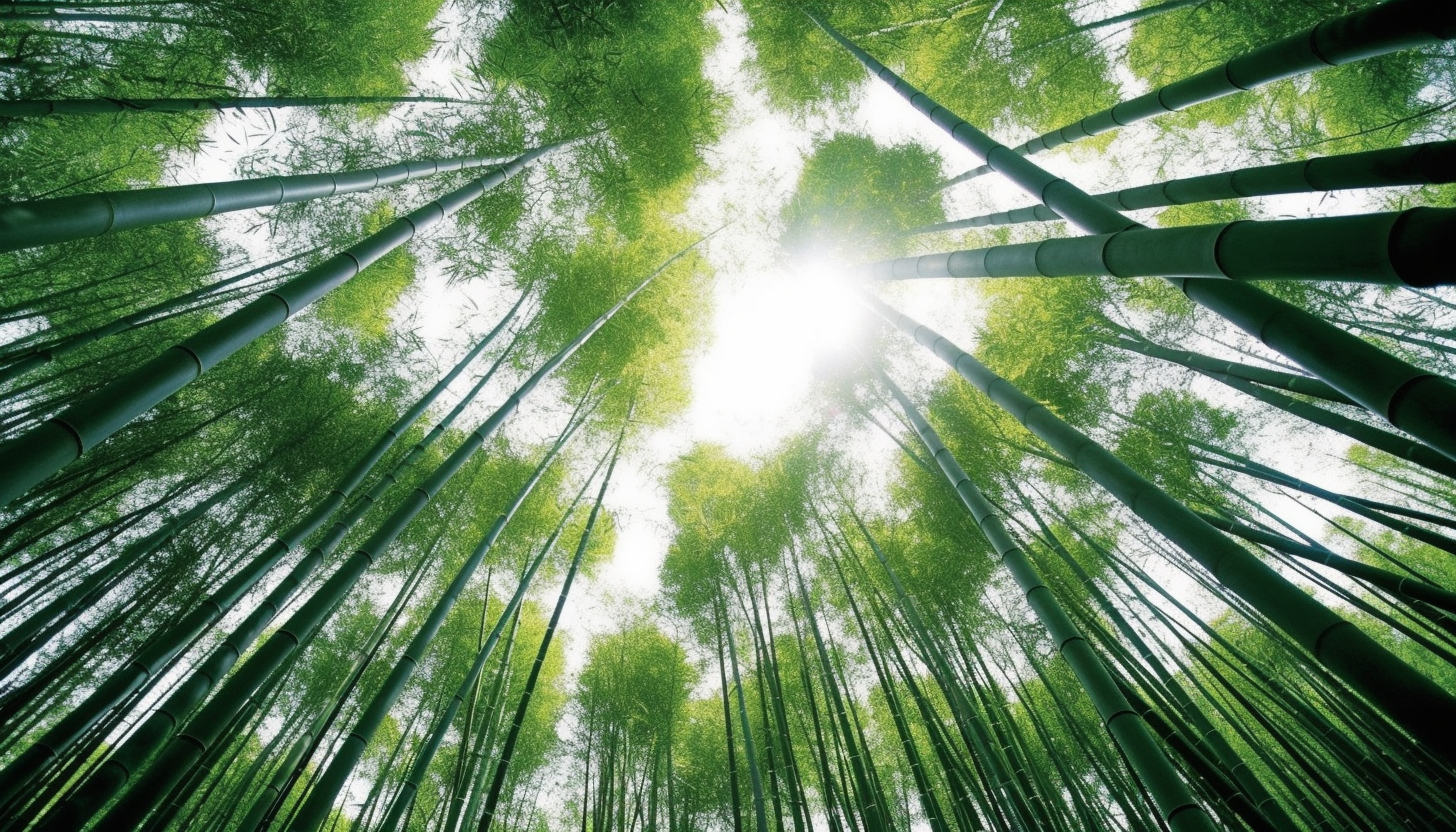 A grove of bamboo reaching skyward in harmonious symmetry.