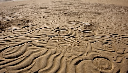 Patterns in the sand left by the receding tide.