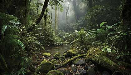 Rainforests teeming with diverse plant life and a symphony of sounds from unseen creatures.