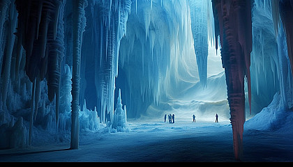 Spectacular stalactite formations in a hidden cave.