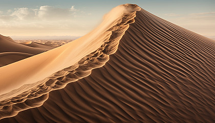 A tidal wave of sand being shaped by desert winds.