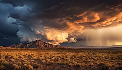 Dramatic storm clouds gathering over a mountain range.