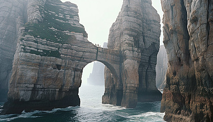 An arch of rocks carved by the sea over centuries.