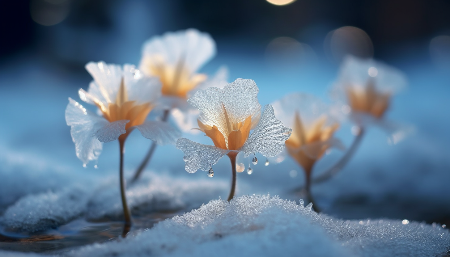 A cluster of delicate frost flowers forming on a cold surface.