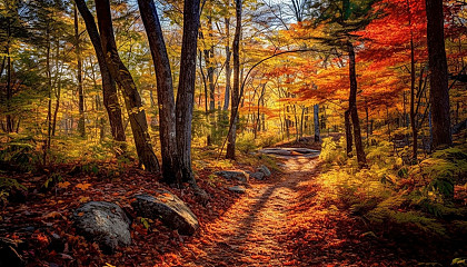 Dazzling display of fall colors in a secluded forest.