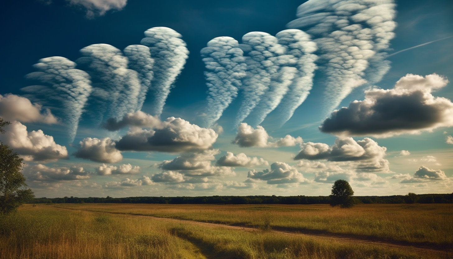 Whimsical cloud formations creating imaginative shapes in the sky.