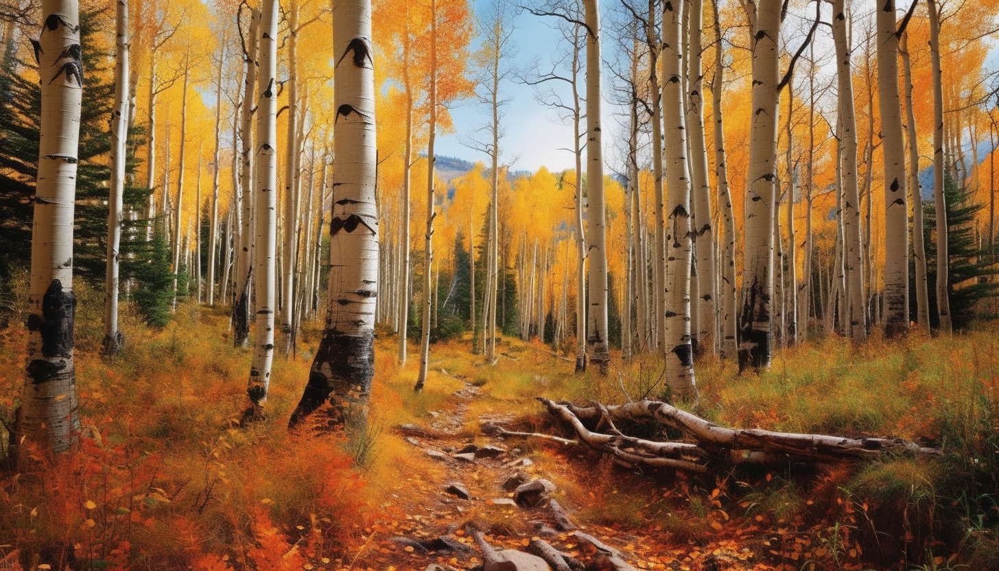 The vibrant, changing colors of an aspen forest in the fall.