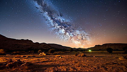 Stars illuminating a tranquil night in the desert.