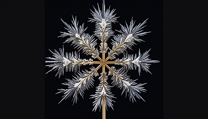 Snowflakes delicately balancing on pine needles.