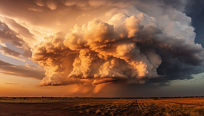 Dramatic cloud formations in the sky before a storm.