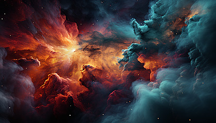 The explosion of colors in the Orion Nebula as seen through a telescope.