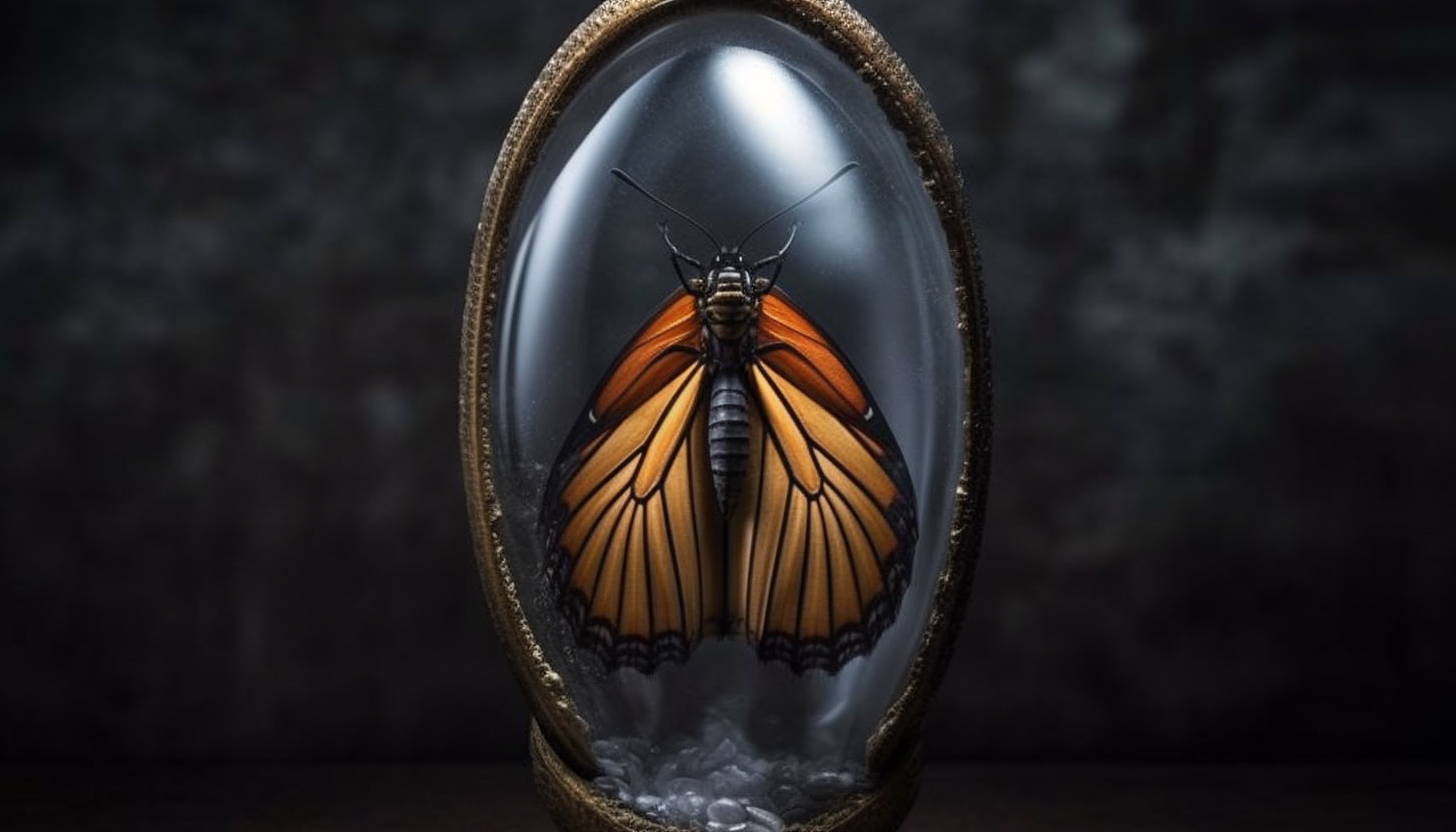 The stunning transformation of a cocoon into a butterfly.