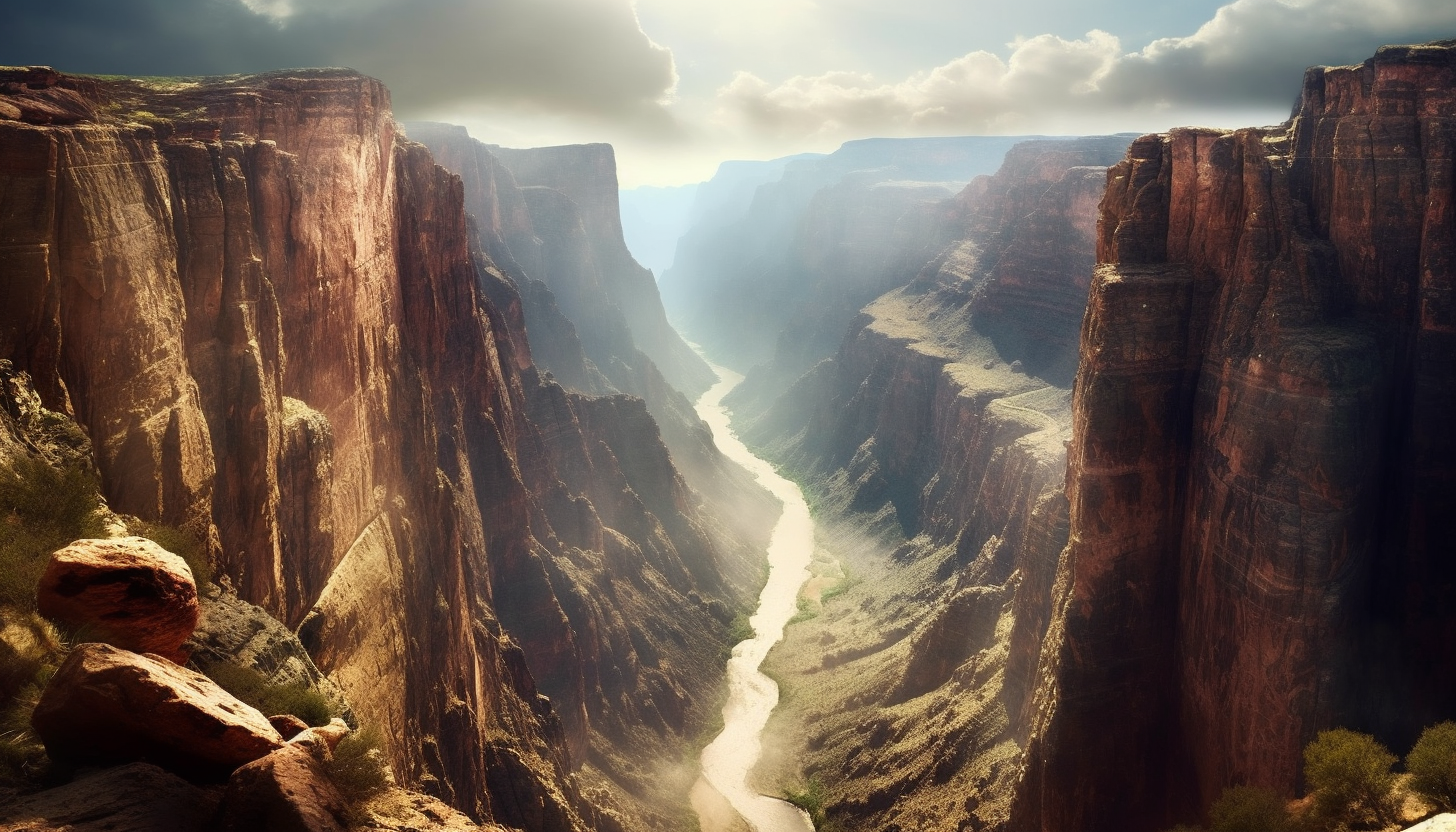 Breathtaking view from the edge of a grand canyon.