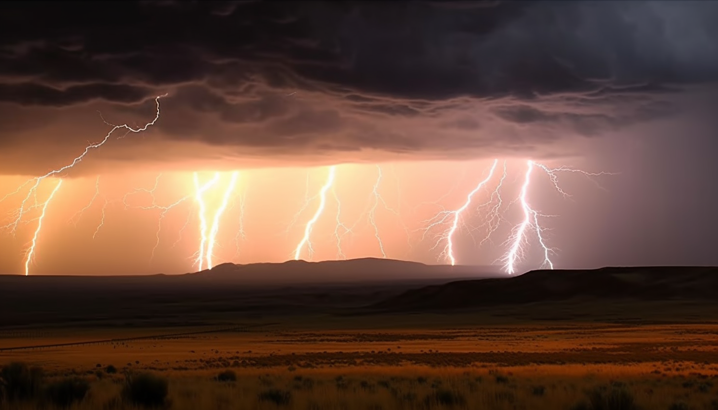 Weather phenomena like lightning storms, tornadoes, or dense fog, displaying the power of nature.