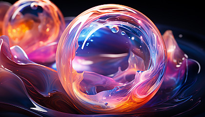 The iridescent surface of a soap bubble.