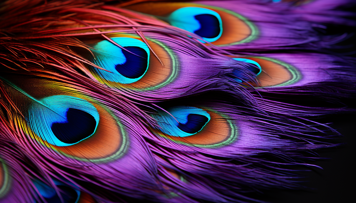 The texture and vibrant color contrast in a peacock feather.