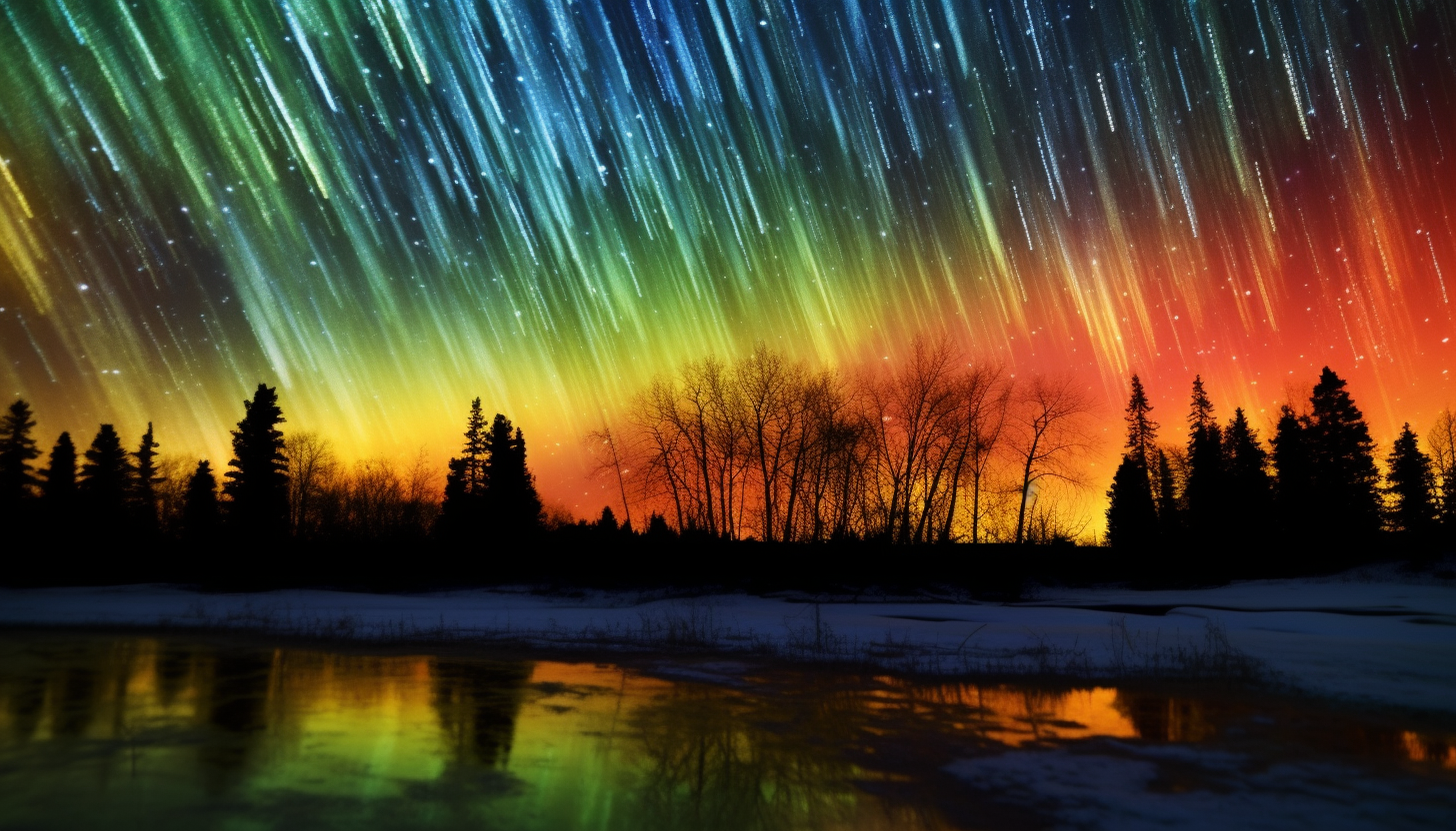 Dancing auroras across a clear night sky.