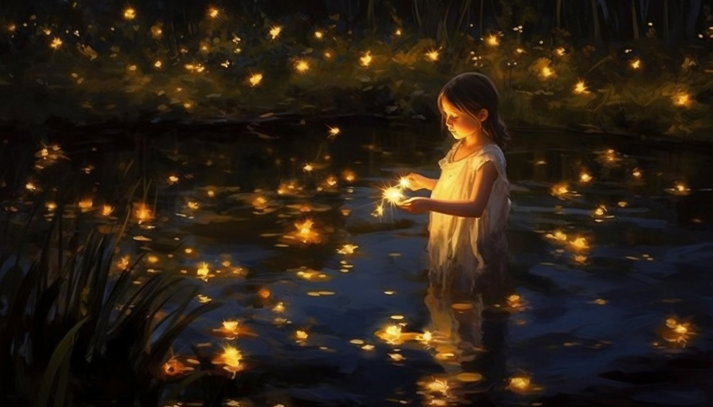 The flickering dance of fireflies in a mid-summer's night.