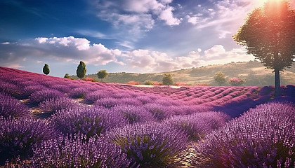 Fields of lavender swaying gently in the breeze.