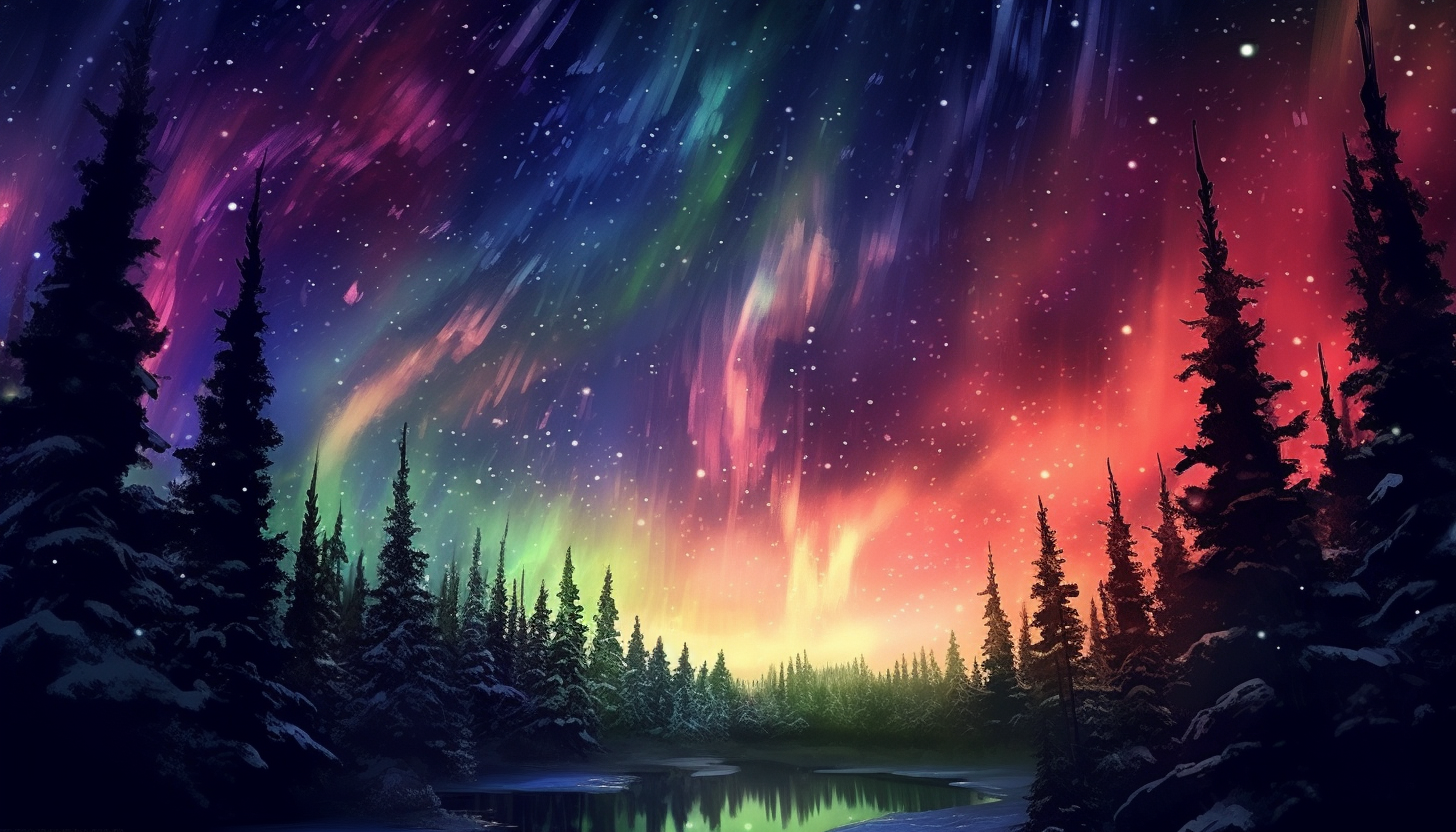 Majestic northern lights dancing across the night sky.