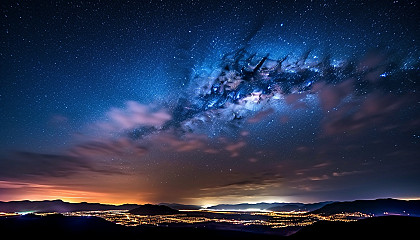 The milky way shining brightly in a pitch-black sky, far from city lights.