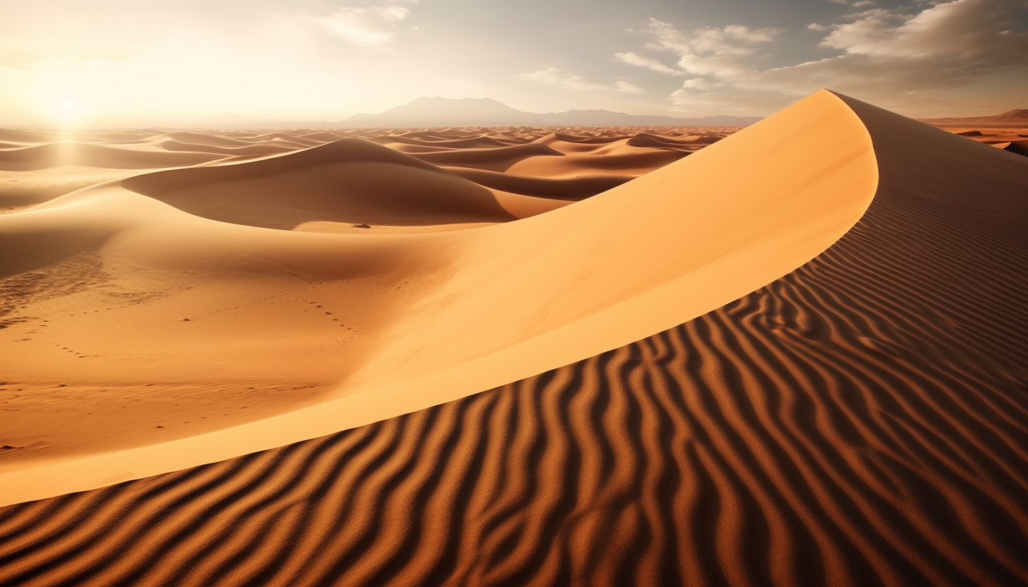 Ripples of sand in a vast, seemingly endless desert.